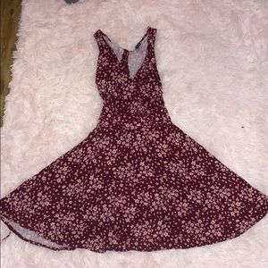Maroon Flowered Dress with Corset